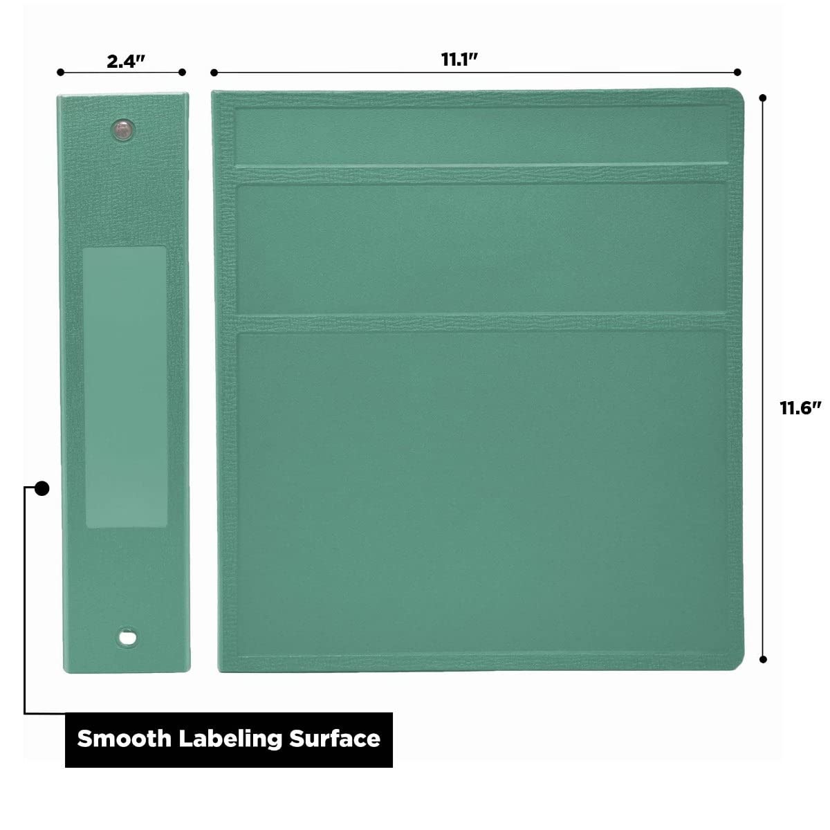 Carstens 2-Inch Heavy Duty 3-Ring Binder - Side Opening, Mint, Durable Plastic, Precision No-Gap Rings, Waterproof Covers, No Pockets, Holds 300 Letter-Sized Sheets, BPA-Free, Made in USA (2827-3R)