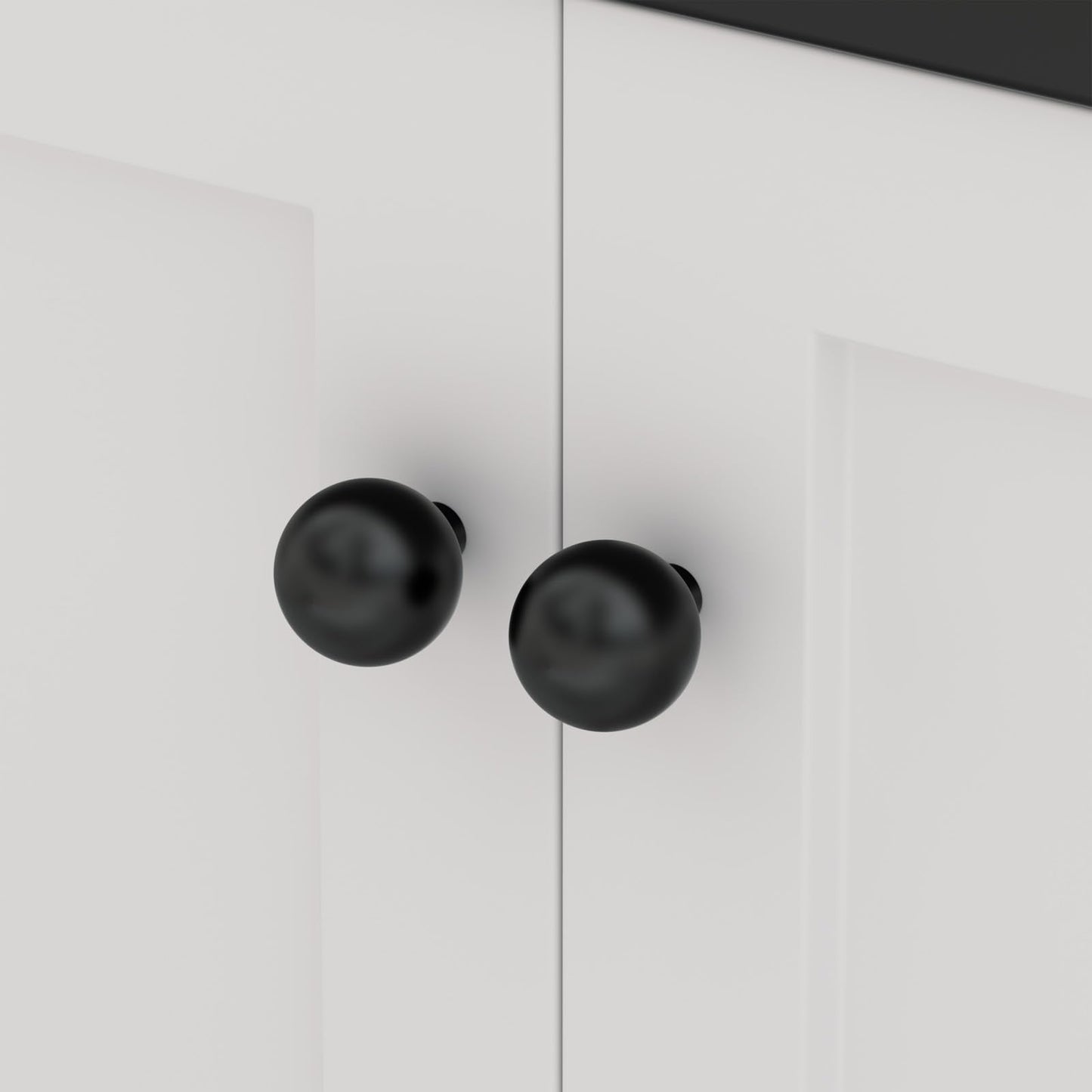 Goldenwarm 10 Pack Matte Black Cabinet Knobs Kitchen Dresser Drawer Knobs Round Ball Hardware for Cabinets Single Hole