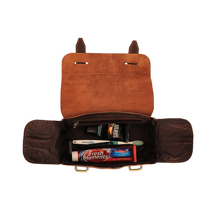 Leather Toiletry Bag, Toiletry Bags for Women, Leather Cosmetic Bag, Cosmetic Bags for Women, Dopp Kit (Dark Brown, 10 x 5 x 6 inch, Retro)