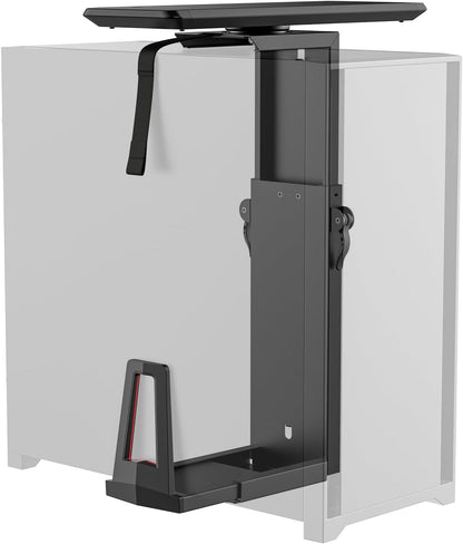 Mount-It! CPU Under Desk Mount Bracket Rack, Adjustable Computer Tower Desk Mount with Sliding Track, 33 lbs Capacity, Black