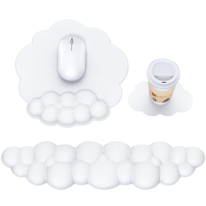 MOKURU Cloud Mouse Pad with Wrist Rest, Cloud Keyboard Wrist Rest, Mouse Pad Wrist Support, Ergonomic Keyboard Mouse Wrist Support White