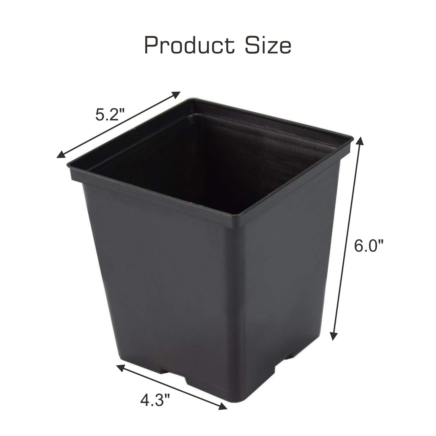 TopoGrow 1/2 Gallon Square Nursery Pots 24PCS Black Thick Durable Plastic Flower Pots with Drainage Holes, Reusable Seedling propogation Starter Pots for Indoor Plants, Transplanting, Succulents