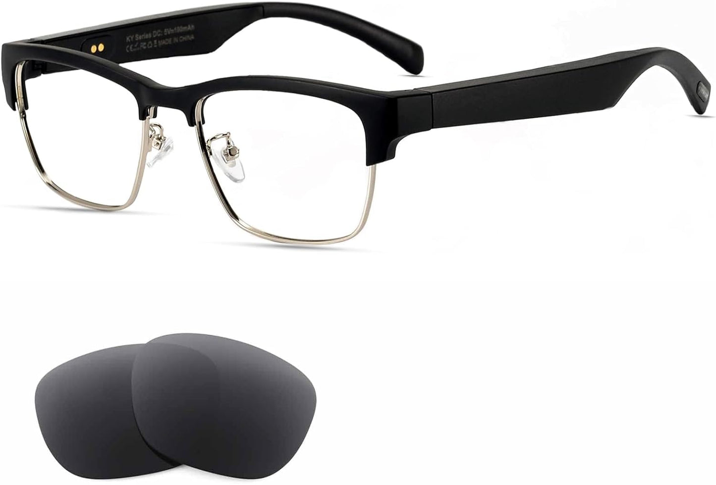 Smart Glasses Bluetooth-Audio Glasses for Men Women with Alexa, Built-in Mic, Blue Light Filter&Polarized Lenses for All Smart Devices Voice Assistant