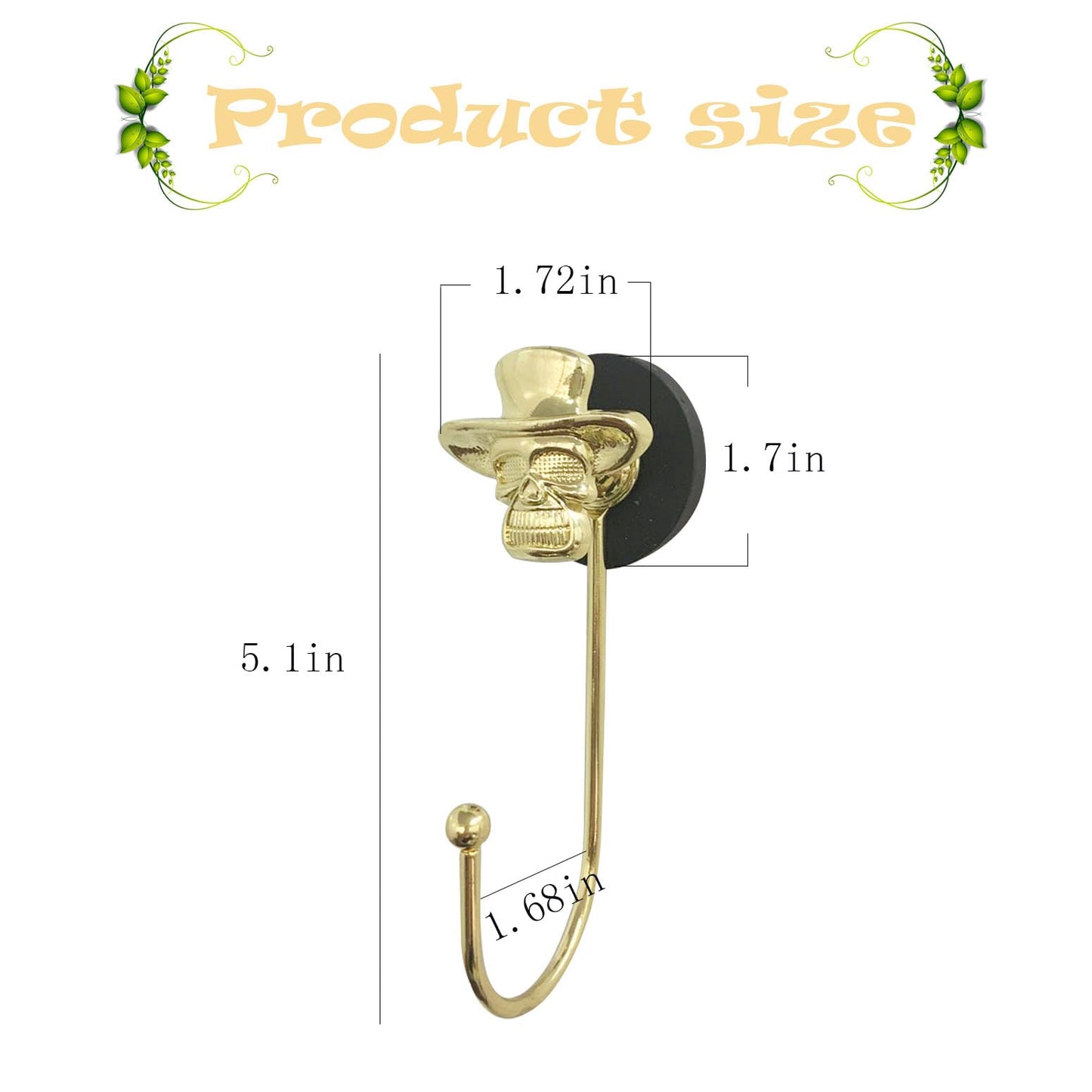 ZH-ZHENGHENG 4pcs Skull Magnetic Hook,Magnetic Hooks Heavy Duty for Classroom Beach Vacation Kitchen Grills Home (Gold)