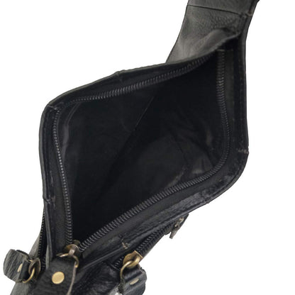 Leather Sling Bag Crossbody Backpack for Men Women Travel Outdoor Business Hiking Camping Shoulder Chest Day Pack Casual Daypack