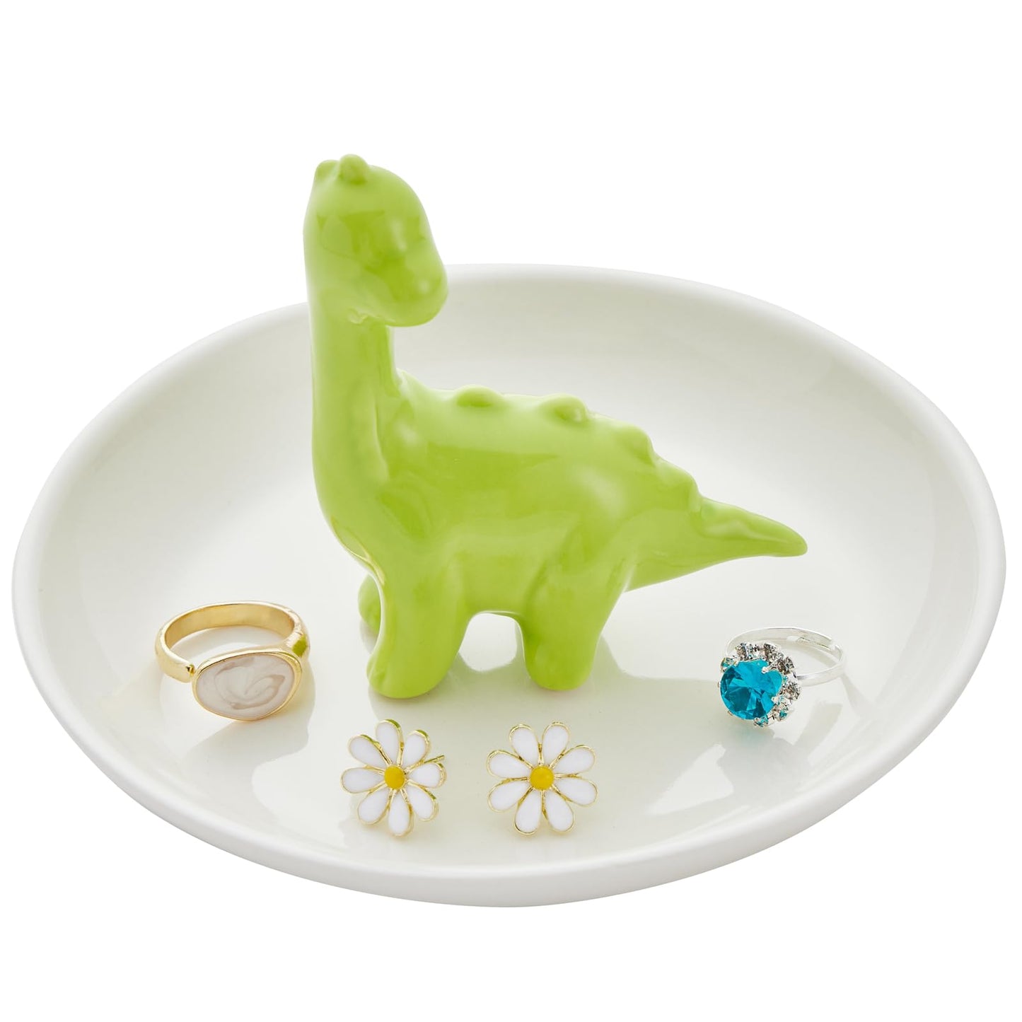 Zhuboji Dinosaur Ring Holder Jewelry Dish, Ceramic Jewelry Holder Jewelry Tray Preppy Room Decor, Cute Gifts for Women Girls Birthday Wedding Christmas