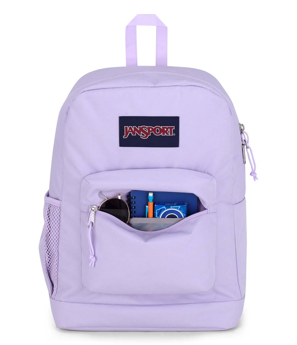 JanSport Cross Town Plus Backpack - Large Main Compartment, Side Water Bottle Pocket, 15-Inch Padded Laptop Sleeve - Pastel Lilac