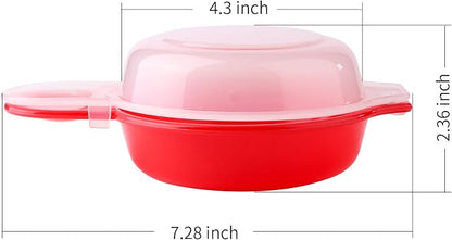 2 sets Microwave Egg Cooker,1 Minute Fast Egg Hamburg Omelet Maker Kitchen Cooking Tool(Red and clear)