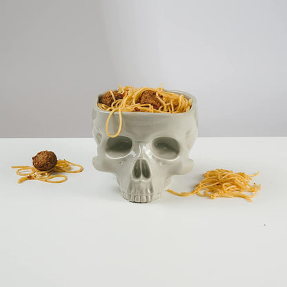 Fecheche Food Safe Skull Bowl for Eating, Ceramic Skull Shaped Bowl for Cereal Pasta & Ice Cream, Gothic Tabletop Skeleton Head Shaped Decor (big)