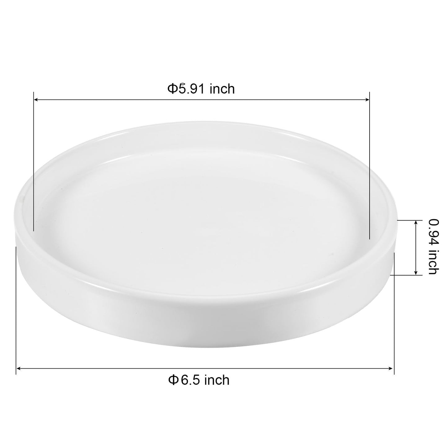 MECCANIXITY Plant Pot Saucer 16.5cm Ceramic Round Flower Drip Tray for Indoor Outdoor, White