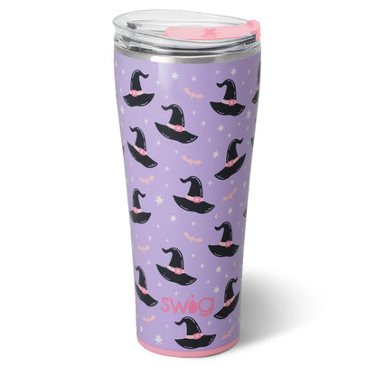 Swig Life 32oz Insulated Tumbler, Halloween Travel Coffee Tumbler with Lid, Cup Holder Friendly Travel Coffee Mug, Stainless Steel, 32 oz, Reusable Insulated Mug with Lid (Spellbound)