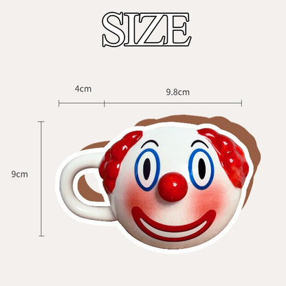 AKV Cute Clown Coffee Mug Halloween Joker Statue Mug Funny Ceramic Clown Mug with Coffee Scoop, 400ml Coffee Cups, Cartoon Clown Water Cup, BPA-free, Best Halloween Gifts for Women Kids