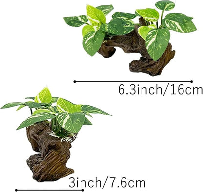 Fish Tank Decorations Aquarium Decor Ornaments Betta Silk Leaf pad Hammock Artifical Driftwood Cave Goldfish Bowl Accessories (Type-D)