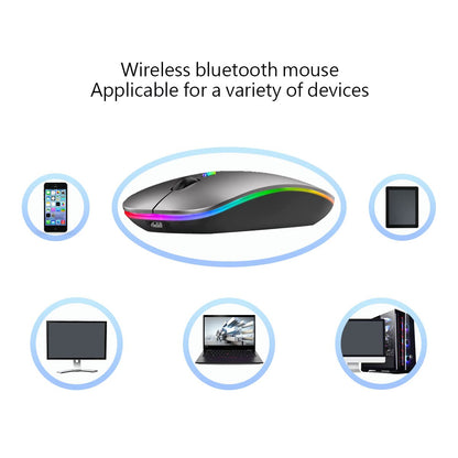 Wireless Bluetooth Mouse Rechargeable Laptop Mice with LED Lights Silent Slim Use(BT5.2 and 2.4G Portable USB Receiver)Dual Mode Computer Mouse for Laptop/iPad/Tablet/Apple/Computer/Mac(Black)