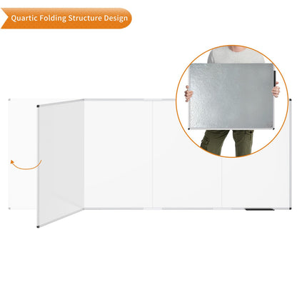 VIZ-PRO Magnetic Dry Erase Board, 120 X 48 Inches, Foldable Wall-Mounted Whiteboard with Silver Aluminum Frame & Marker Tray for School Office and Home 10' X 4'