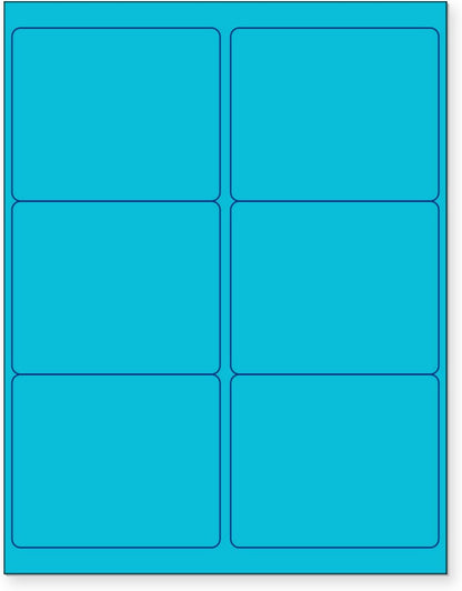 NextDayLabels - 8-1/2 x 11 Neon Color High Light Fluorescent Labels for Laser & Inkjet Printer (Blue Fluorescent, 4" x 3-1/3" - 6 Per Page | 150 Labels)