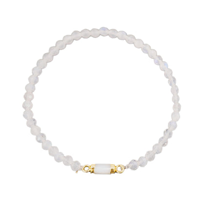 Moonstone Bracelet Birthday Gift for Girls, Toddler Bracelet with Certified 925 Sterling Silver 18K Gold Vermeil Moonstone Crystal Barrel Charm - Natural Organic Gift