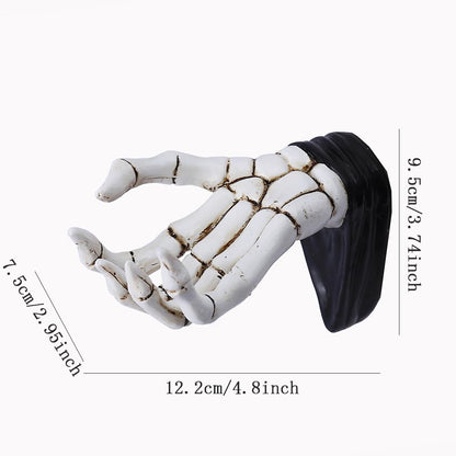 JARPSIRY Halloween Skeleton Hand Ring Holder Wall Mounted Key Holder Organizer Multifunctional Wall Hooks for Hanging Keys Jewelry Bracelet Gothic Home Decor for Entryway Bedroom
