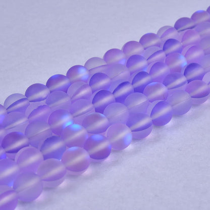 Asingeloo 60PCS 6mm Natural Violet Purple Mystic Aura Quartz Gemstone Frosted Matte Titanium Round Loose Spacer Beads 15 inch Full Strand Crystal Healing Power Quartz