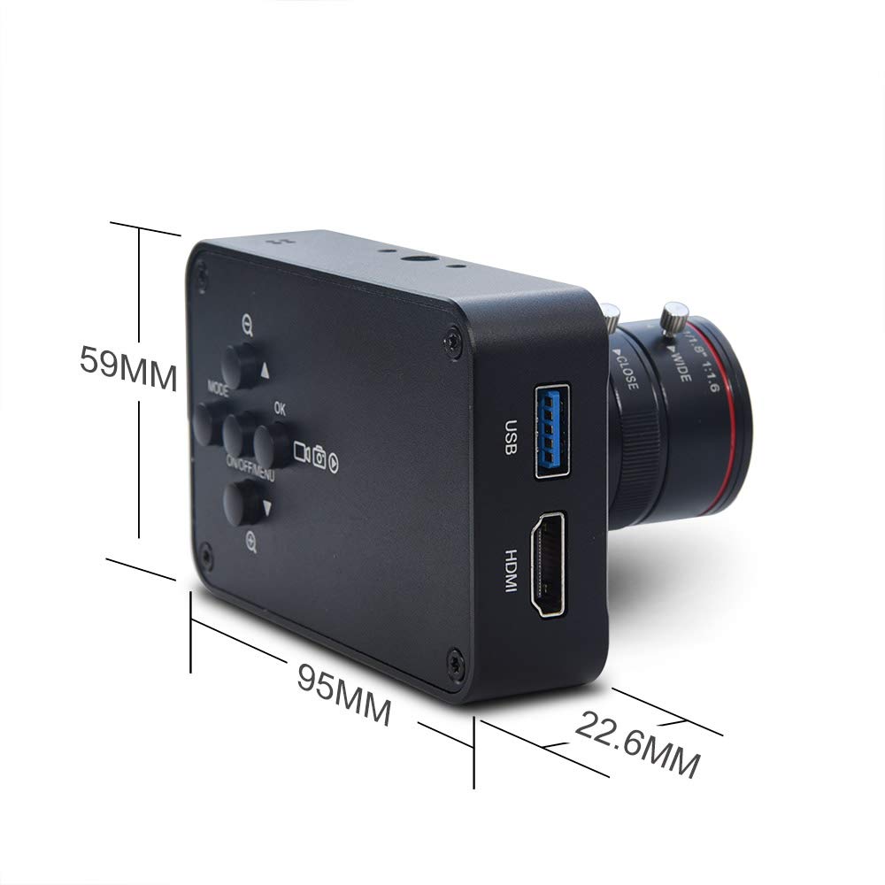 MOKOSE 12MP HDMI Camera 1080P USB HD Streaming Teaching Webcam, Recording 4K@30FPS Industry C/CS-Mount Camera with 6-12mm No Distortion Manual Zoom Lens