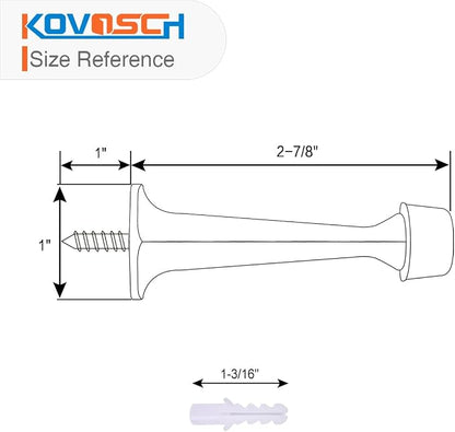 6 Pack Solid Rigid Door Stops - Heavy Duty Door Stoppers Wall Protector with Soft Rubber Tips, Black
