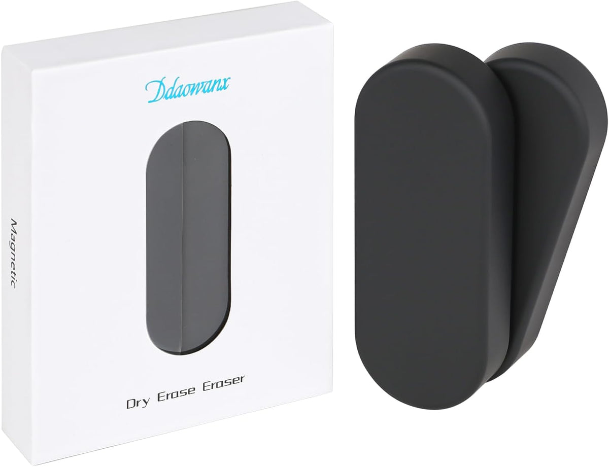Ddaowanx Dry Erase Erasers, Magnetic Whiteboard Eraser Classroom Must Haves for Students Teachers, School Supplies (2 Pack, Black)