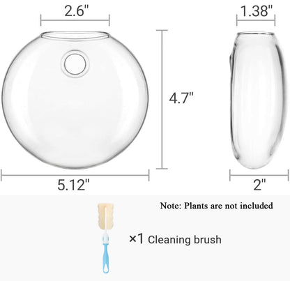 Mkono Wall Hanging Planter Propagation Station Glass Flower Vase for Hydroponics Plants, Bathroom, Home Office Living Room Decor Gift, Oblate Set of 3(Plants not Included)