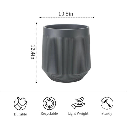 Yaghpy Plant Pots，Set of 2 Plastic Large Pots for Indoor Plants,Flower Pots Outdoor Planters with Drainage Hole and Seamless Saucer,(Gray 12Inches)