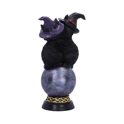 Kittens Orbuculum Witches Cat Ornament – Resin Figurine, Two Cats with Witches' Hats, Crystal Ball, Mystical Decor for Cat Lovers