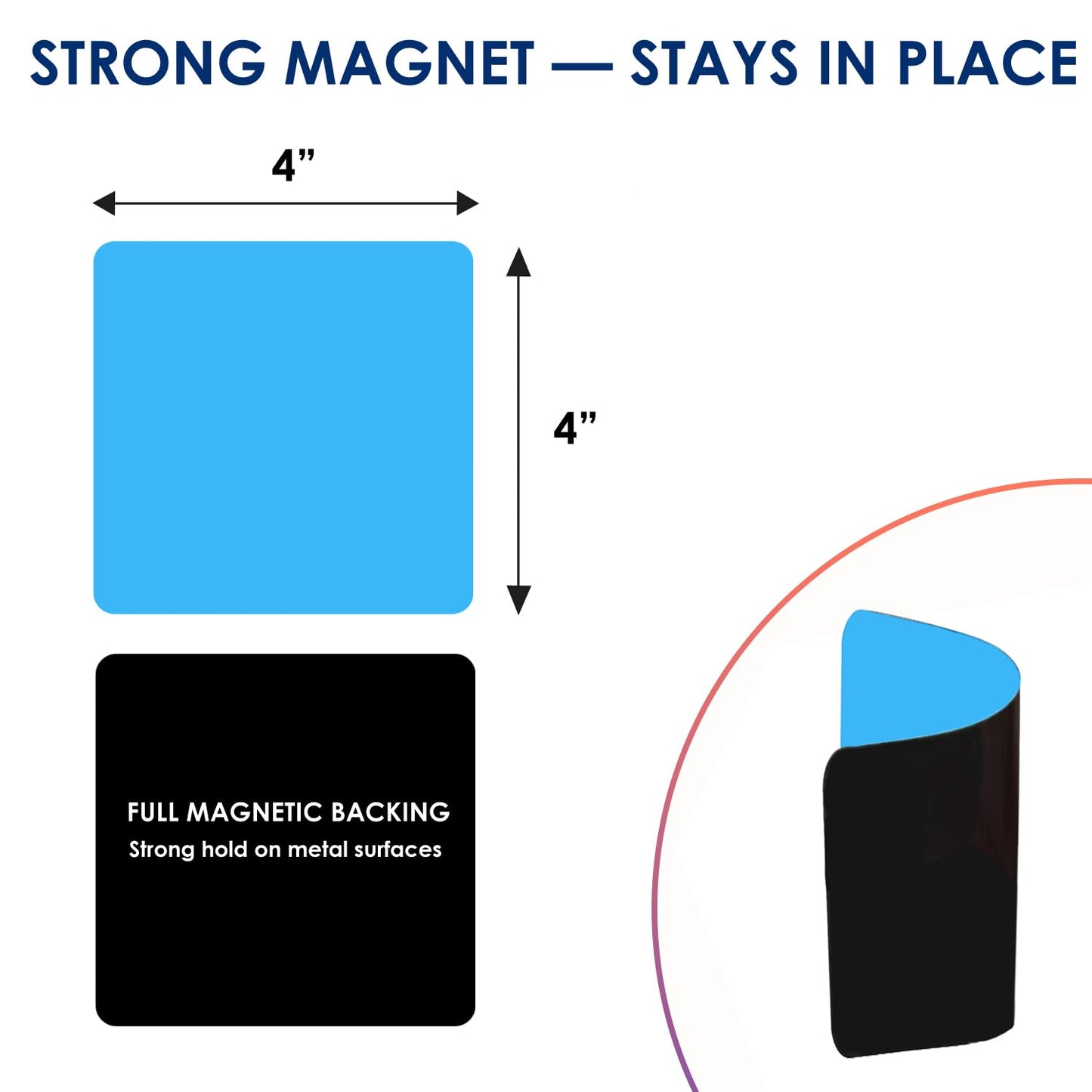 Dry Erase Magnets Set - 24 Pack 4x4 in - Magnetic Notes for Whiteboard and Fridge - Write On Magnet Sheets Reusable White Board Labels - Writable Magnetized Dry Wipe Strips for Home and Office