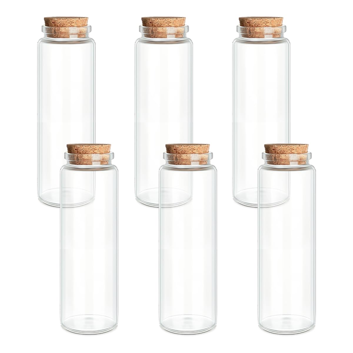 6-Pack 3.04 oz (90 ml) Glass Bottles with Cork Stoppers – for Spell Bottles, Spice Jars, DIY Party Favors, Travel Memories & Plant Propagation – Empty Recyclable Containers for Crafts, Kitchen,Décor