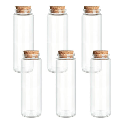 6-Pack 3.04 oz (90 ml) Glass Bottles with Cork Stoppers – for Spell Bottles, Spice Jars, DIY Party Favors, Travel Memories & Plant Propagation – Empty Recyclable Containers for Crafts, Kitchen,Décor