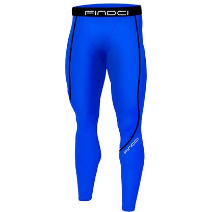 1Bests Men's Sports Running Set Compression Shirt + Pants Skin-Tight Long Sleeves Quick Dry Fitness Tracksuit Gym Yoga Suits (KBOO-Deep Blue, M)