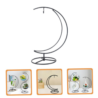 Garneck Moon Plant Stand Ornament Display Holder Iron Half Moon Pendulum Stand for Hanging Glass Ornaments and Air Plants Modern Decorative Rack for Home Office Balcony Garden Space Saving