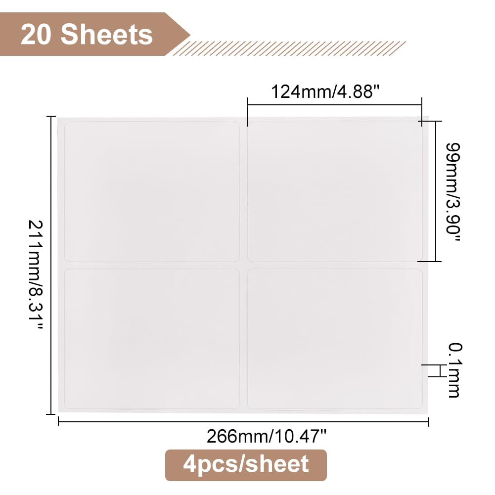 PH PandaHall 20 Sheet/80pcs Adhesive Wine Bottle Labels Custom Wine Label Stickers 3.9×4.9" White Blank Label Stickers Bottle Label Covers for Wine Wedding Engagement Anniversary Cocktail Party