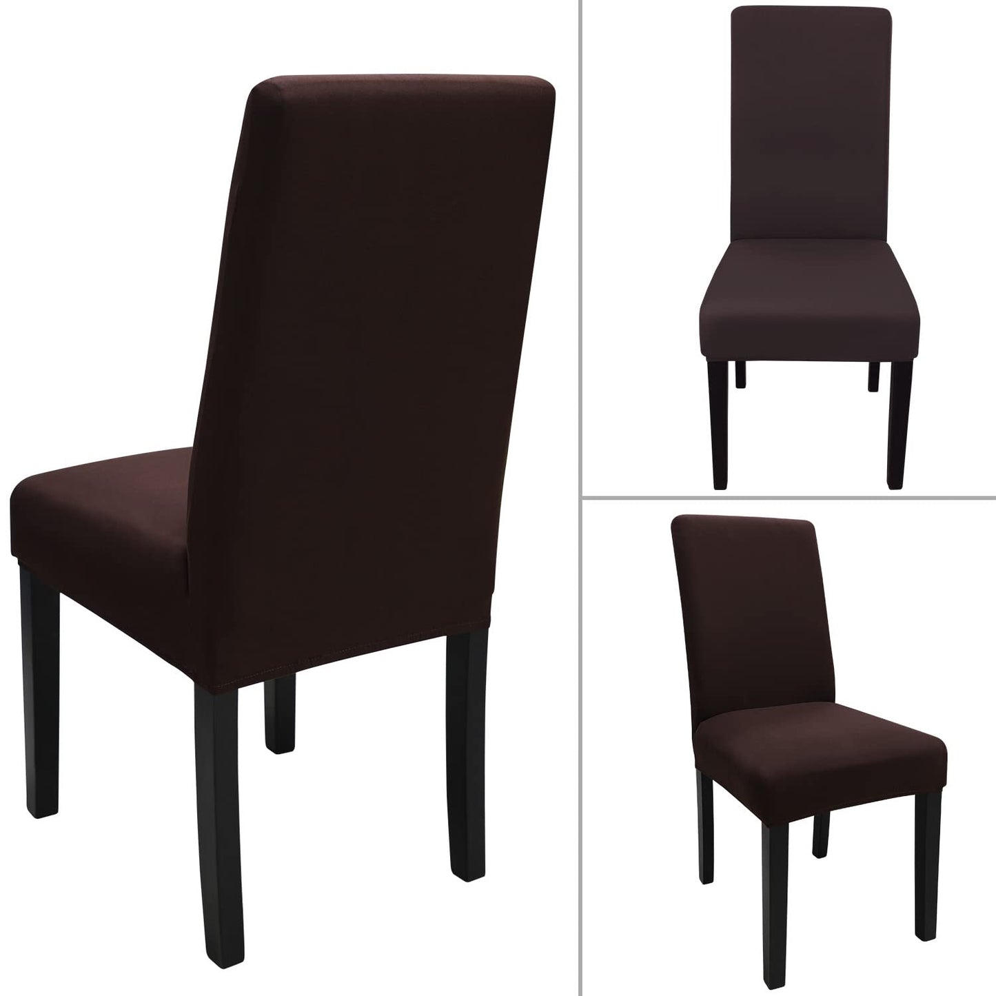Keyroal Dining Room Chair Covers Set of 4, Stretch Solid Color Parsons Chair Slipcovers Spandex Removable Washable Kitchen Chair Protector Cover for Dining Room, Hotel, Ceremony(Coffee)