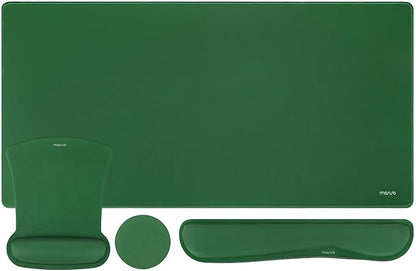 MOSISO Keyboard Mouse Pad Set, Large Gaming Mousepad&Keyboard Wrist Rest&Mouse Wrist Rest&Coaster, Ergonomic Non-Slip Mousepad&Easy Typing Cushion with Memory Foam for Home Office, Jungle Green