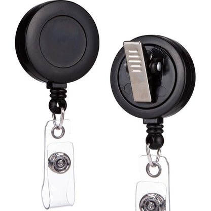 QREEL - 25 Pack - Retractable ID Name Badge Holder Reels with Swivel Alligator Clip (Black)