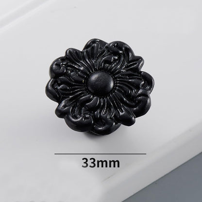 YOUYOUULU 8Pcs Black Flower Knobs - Solid Drawer Rose Knobs - Vintage Flower Handles with Scre. (Black 8pcs)