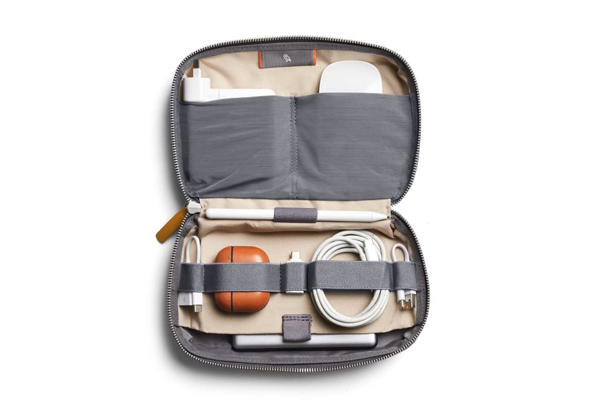 Bellroy Tech Kit (Tech Accessories Organizer Pouch, Zipper Closure, Stores Power Bank, Phone Charger, Cables & More) - Slate