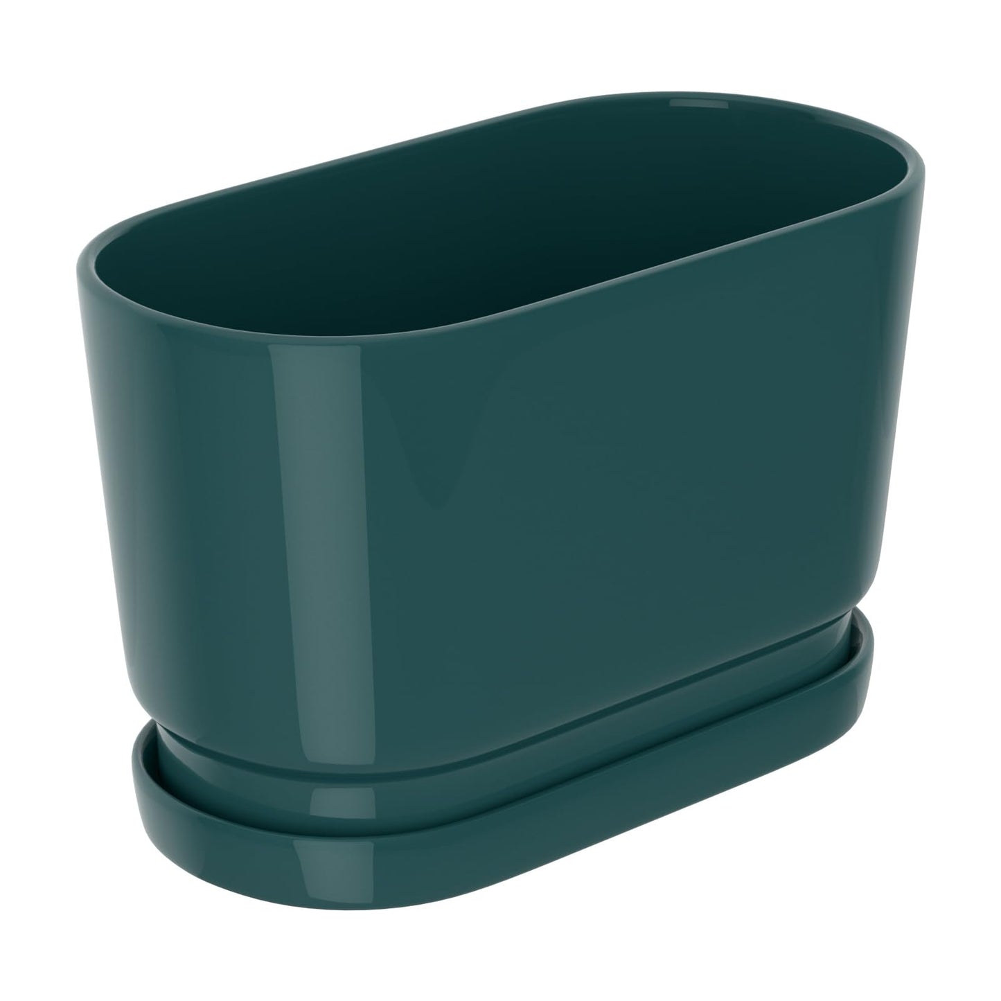 XiHuaer 8.9x4.5x5.3 Inch Ceramic Planter with Drainage Hole and Saucer, Indoor Outdoor Plant Pot for Plants, Green