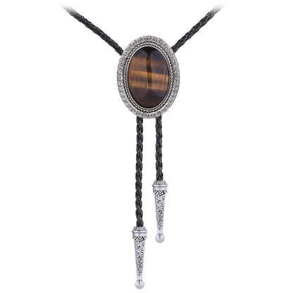 Jeilwiy Bolo Tie Real Stone Tigers Eye Bolo Tie Bolero Ties Men Cowboy Neck Tie Bolo Necklace Cowboy Necktie Mens Bolo Ties Western
