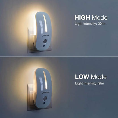 Sensky Plug in Night Light - 2 Pack Dimmable 3500K Warm White LED with Auto Dusk to Dawn Sensor and Dual Front Back Lighting - for Bedroom Bathroom Kitchen Hallway Stairs Home Decor Lamp