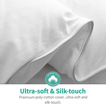 APSMILE King Size Heavyweight Down Feather Fibers Comforter for Winter Weather/Sleeper - Ultra-Soft High Fill Power Hotel Collection Comforter, 65 Oz Fluffy Thicker Duvet Insert(Solid White, 106"x90")