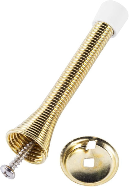 KISEER 12 Pack Spring Door Stops 3 1/4 Inch Flexible Heavy Duty Spring Door Stopper with RustProof Screw Rubber Bumper Tips (Gold)