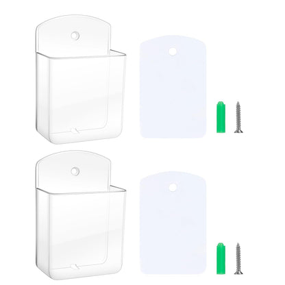 Aecsze 2 PCS Remote Control Holders Wall Mount, Self Adhesive TV Air Conditioner Remote Control Holder, Wall Mount Storage Box Organizer Wall Pen Holder Storage for Home Office School (Clear)