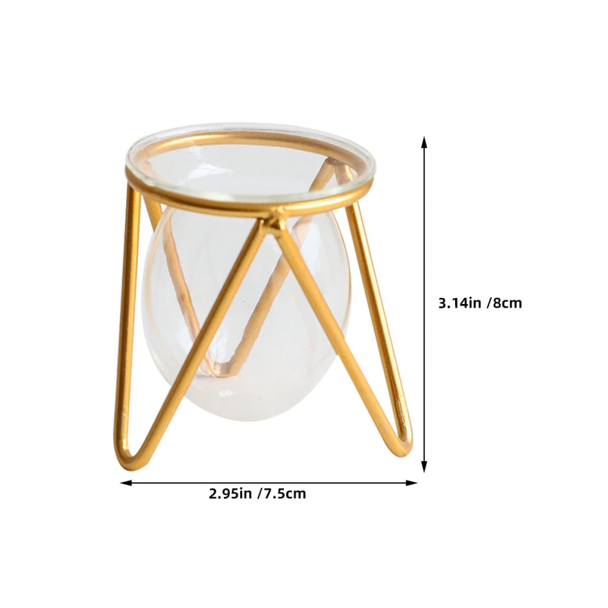 Zerodeko Glass Flower Vase with Metal Stand, Short Gold Hydroponic Plant Holder for Desktop Terrarium and Propagation, Glass Plant Pot for Home and Office Décor