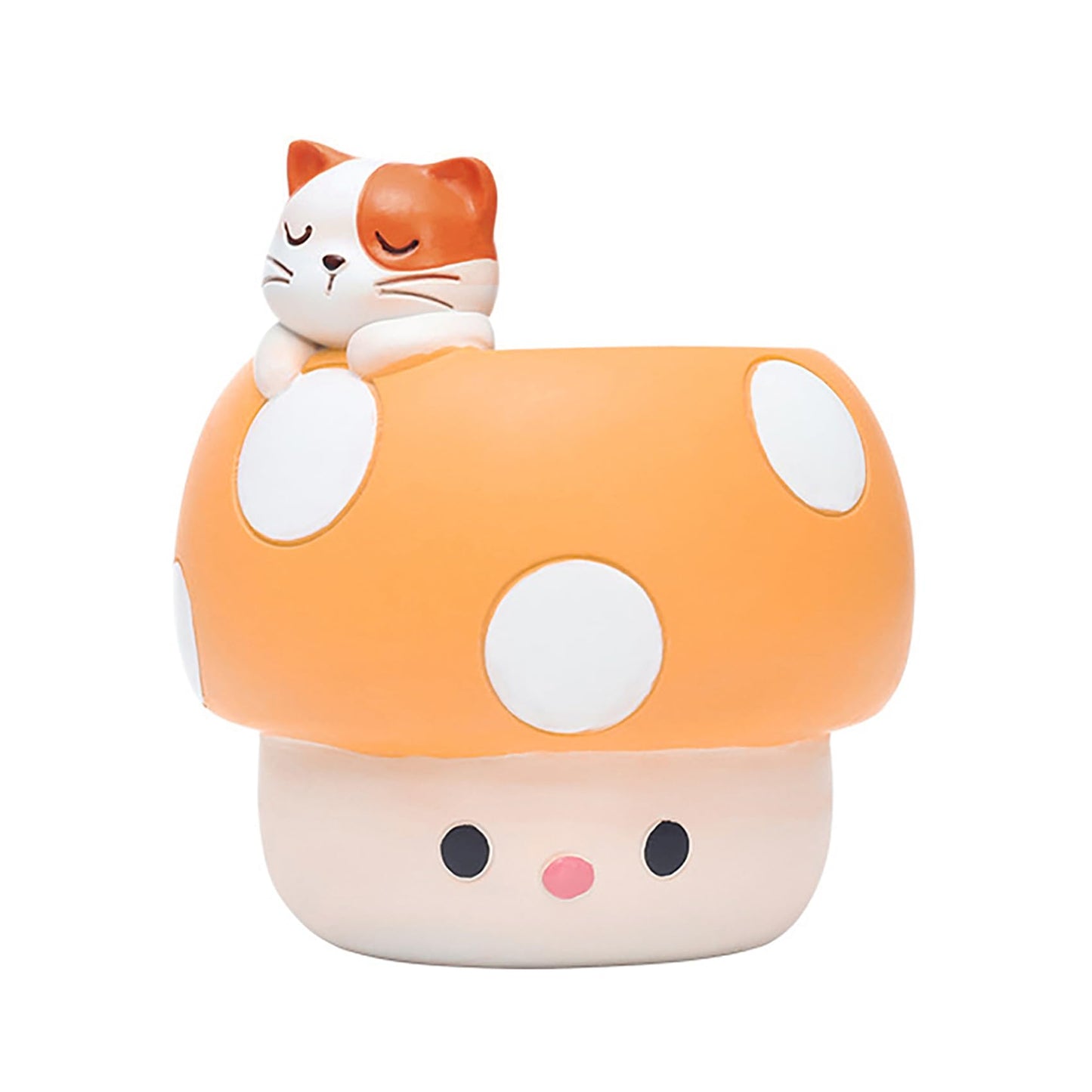 EOBTAIN Mushroom Planter Pots,Cute Animal Cat Yellow Resin Small Succulent Pots for Indoor Plants,Mini Cactus Plant Pots Home Living Room Office Table Desk Decor,Gifts for Plant Lovers,4 Inch