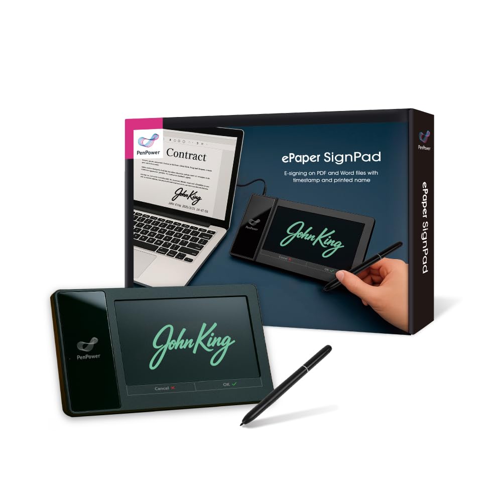 PenPower ePaper SignPad - e-Signature on MS Word, PDF, JPG and PNG with timestamp