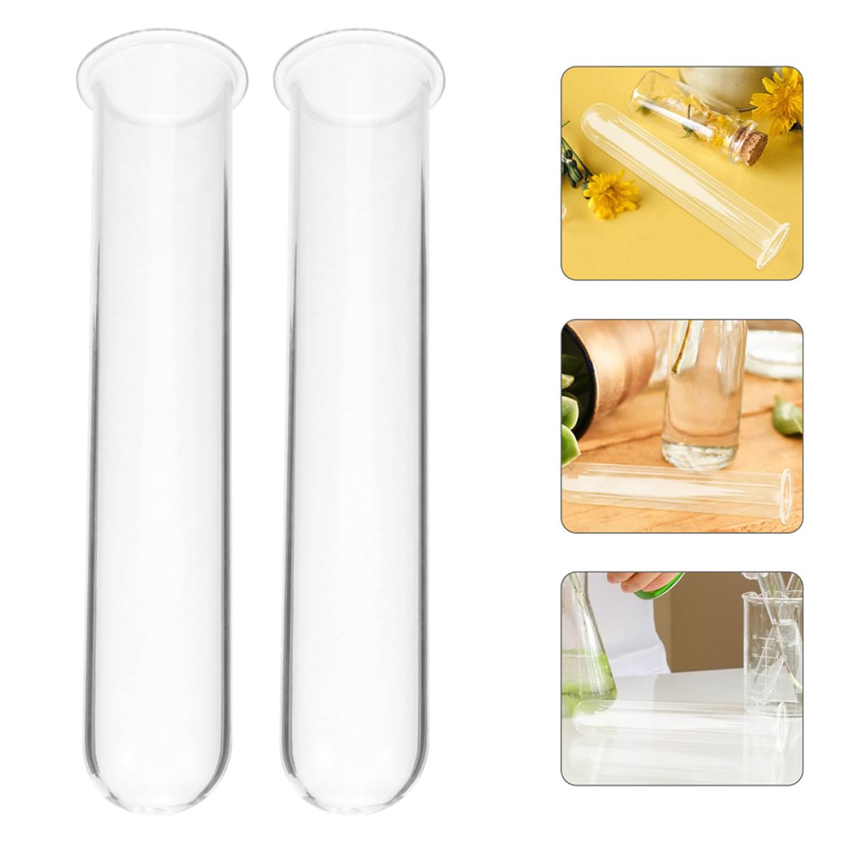 Healvian 4pcs Glass Propagation Test Tube Vases Hydroponic Glass Plant Holder Tubes for Indoor Flower Display and Terrarium Gardening